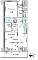 インスタイルレジデンス本駒込 2LDKの間取図画像