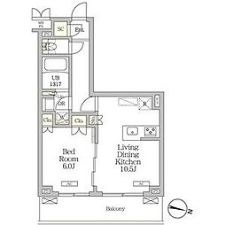 ミレーネ滝野川 1LDKの間取図画像