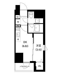 WHARF駒込 1DKの間取図画像