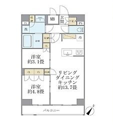 ジオエント駒込 2LDKの間取図画像