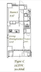 スプランディッド西日暮里 2LDKの間取図画像