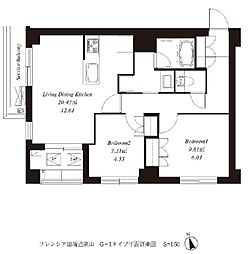 フレンシア田端道灌山 2LDKの間取図画像