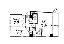 信越ビル 2LDKの間取図画像