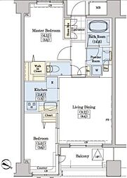 レジディアタワー上池袋タワーサイド 2LDKの間取図画像