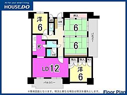 ホワイトキャッスル千防A棟 4LDKの間取図画像