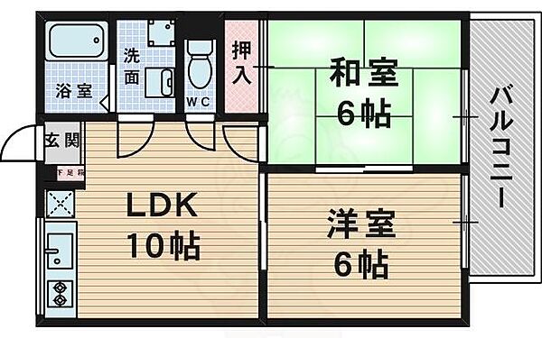 大阪府豊中市上野西２丁目(賃貸アパート2LDK・2階・59.00㎡)の写真 その2