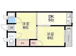 亀岡マンション 2DKの間取図画像