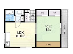 那岐ハイツ 1LDKの間取図画像