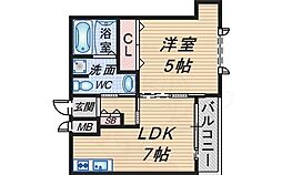 ジュエル曽根東 1LDKの間取図画像