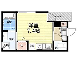 豊中市服部南町2丁目アパート ワンルームの間取図画像
