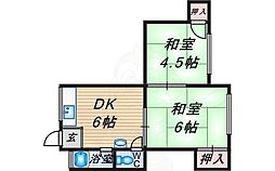 ハイツ中村 2DKの間取図画像