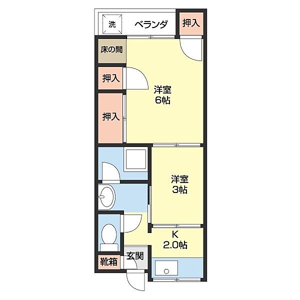 六十谷マンション 18｜和歌山県和歌山市六十谷(賃貸アパート2K・2階・32.00㎡)の写真 その2