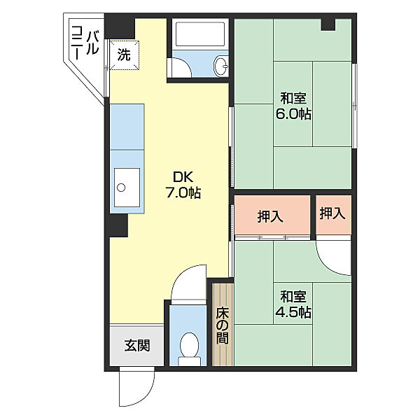 エイト本町 302｜和歌山県和歌山市本町８丁目(賃貸マンション2DK・3階・39.60㎡)の写真 その2