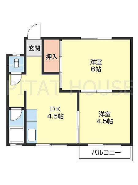 楠見マンション 206｜和歌山県和歌山市市小路(賃貸マンション2DK・2階・34.70㎡)の写真 その2