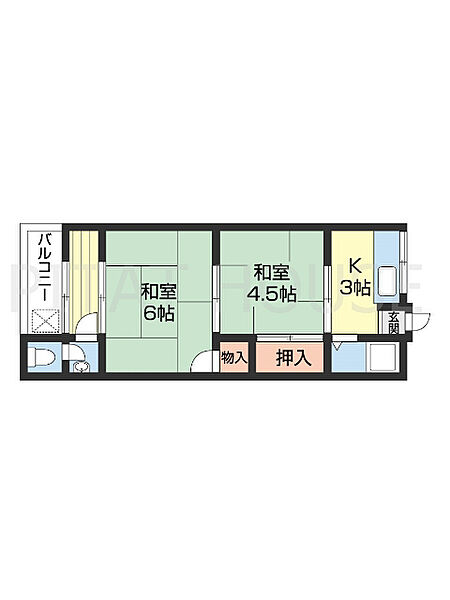 太陽住宅 10｜和歌山県和歌山市市小路(賃貸アパート2K・2階・29.00㎡)の写真 その2