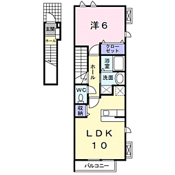ＬｉｎｏコートI 2階1LDKの間取り