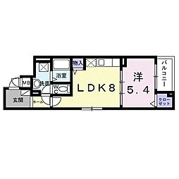 モンテリザイア紀和 1LDKの間取図画像