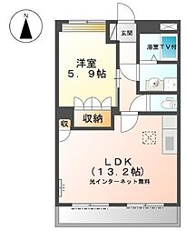 リュミエール 1階1LDKの間取り