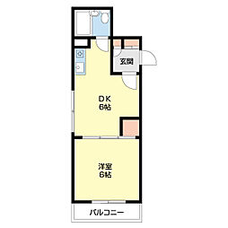 シティーアーク北新 1DKの間取図画像