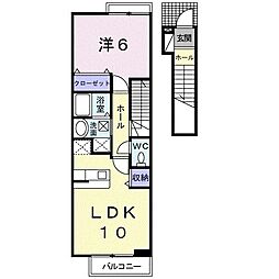 イリーデ西浜 1LDKの間取図画像