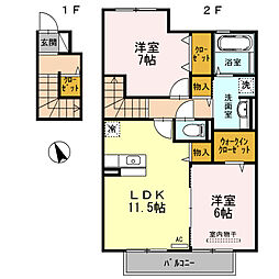 D-room松江東 2LDKの間取図画像