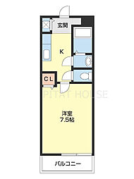 フジパレス福島 1Kの間取図画像