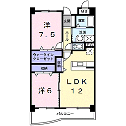 アズゥール 2LDKの間取図画像