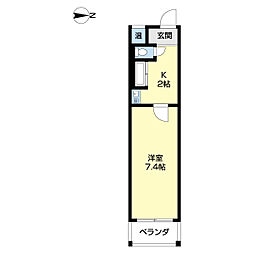 グリーンコート美園 1Kの間取図画像