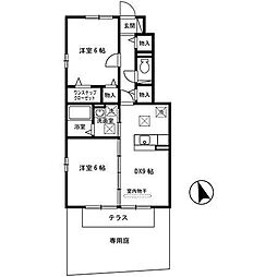 グランモアミヤビ 2DKの間取図画像