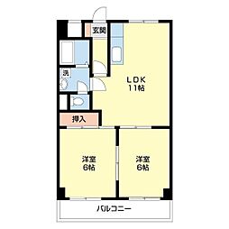 第2ルネみなと 2LDKの間取図画像