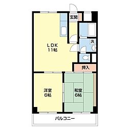 第2ルネみなと 2LDKの間取図画像