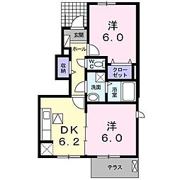 フレスコ・カンポ 2DKの間取図画像