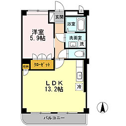 シャランテ橘1 1LDKの間取図画像