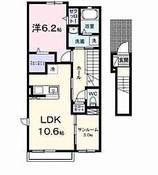 フロレゾンB 1LDKの間取図画像
