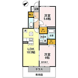 フォレストコート 2LDKの間取図画像