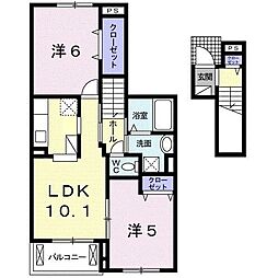 ル・リアン1 2LDKの間取図画像