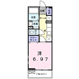 ミーティア3 1Kの間取図画像