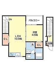 TJ鳴神 1LDKの間取図画像