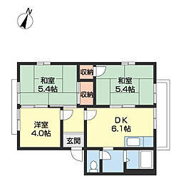 藤ハイツ 3DKの間取図画像