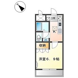 ピアチェーレ 1Kの間取図画像