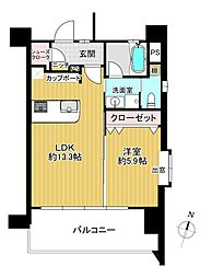 イニシアイオ大名 1LDKの間取図画像