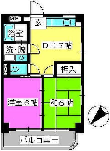 レジデンス秋山 ｜福岡県福岡市南区大楠1丁目(賃貸マンション2DK・3階・38.81㎡)の写真 その2