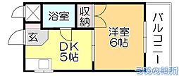 リバーサイドマンション 1DKの間取図画像