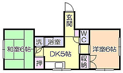 福永ビル 2DKの間取図画像