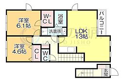 ポムダムールA 2LDKの間取図画像