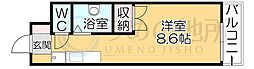 コーポラスK2 1Kの間取図画像