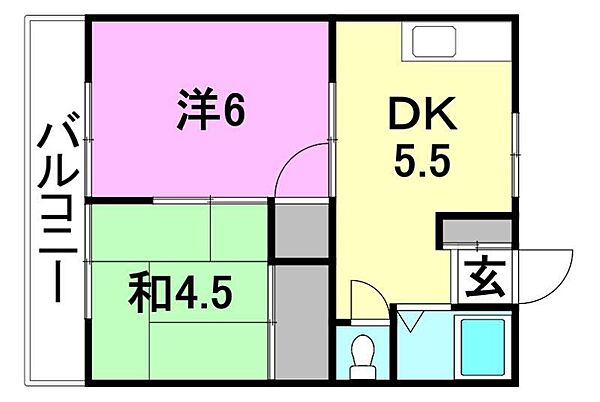 ヴァンベール保免 101 号室｜愛媛県松山市保免西2丁目(賃貸アパート2DK・1階・31.59㎡)の写真 その2