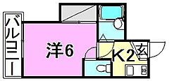 シェレナ衣山 1Kの間取図画像