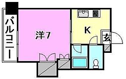 ジョイフル東野 1Kの間取図画像