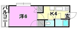 セイカハウス 1Kの間取図画像